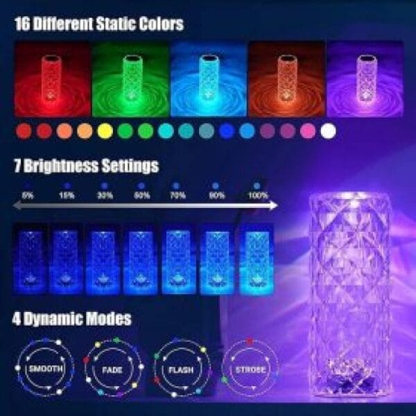 16 Colors Rose Diamond Table Lamp Light - Image 2