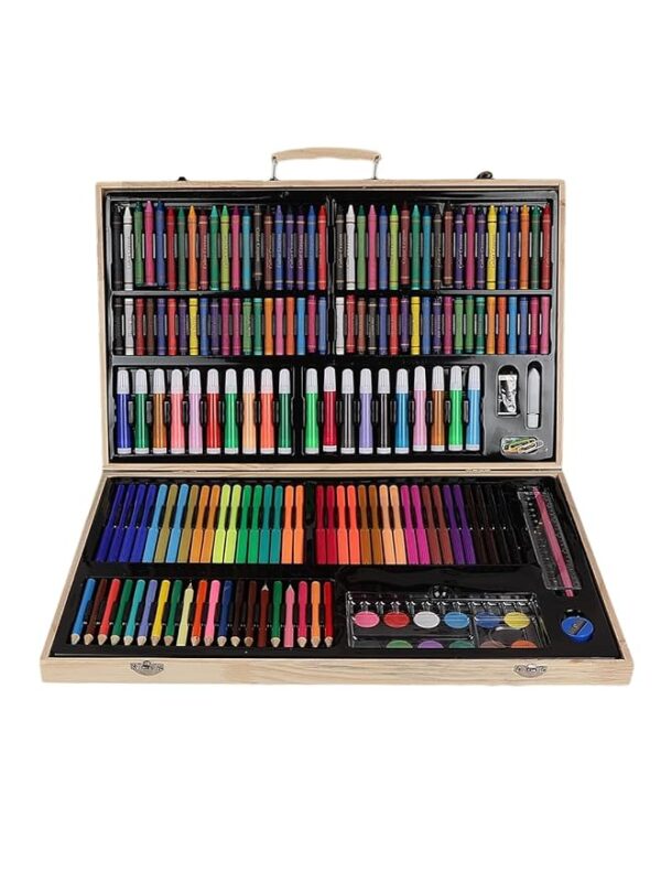 180 Piece Professional Artset Box For Kids (Wooden Case)